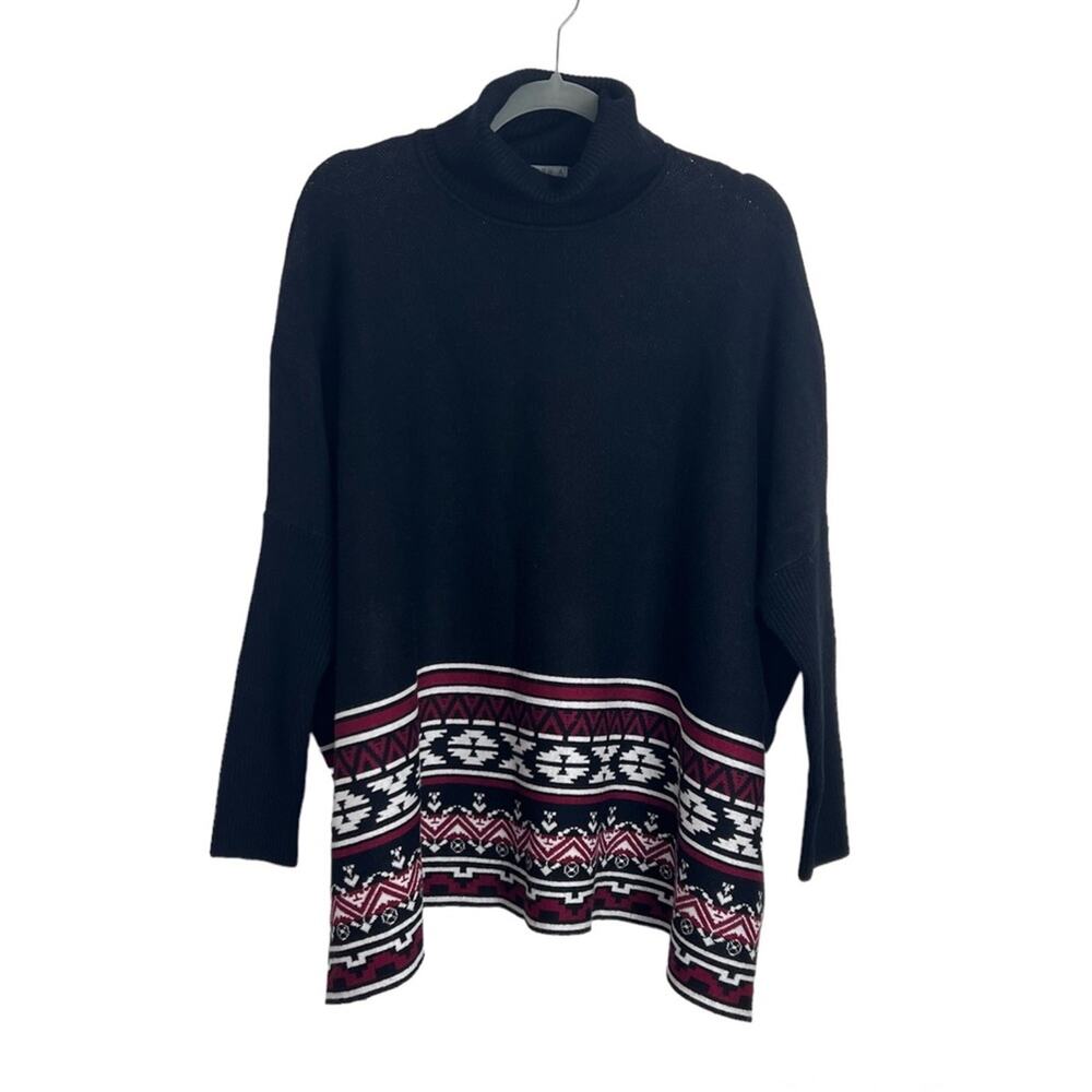 Joseph A Oversized Turtleneck Sweater Medium Southwestern Print